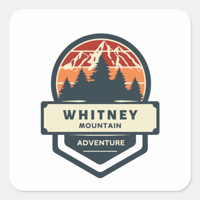 Sticker Carré Whitney mountain peak climbing and hiking (Devant)