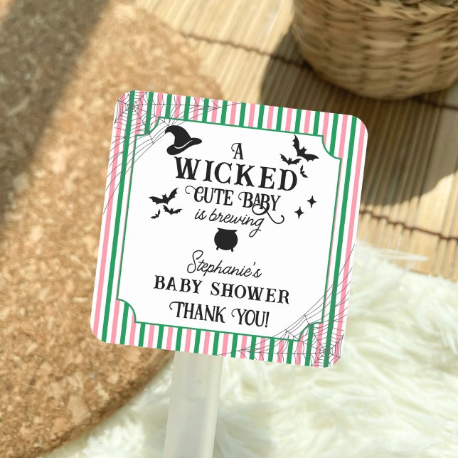 Sticker Carré Wicked Cute Baby is Brewing Halloween Baby Shower (Créateur téléchargé)