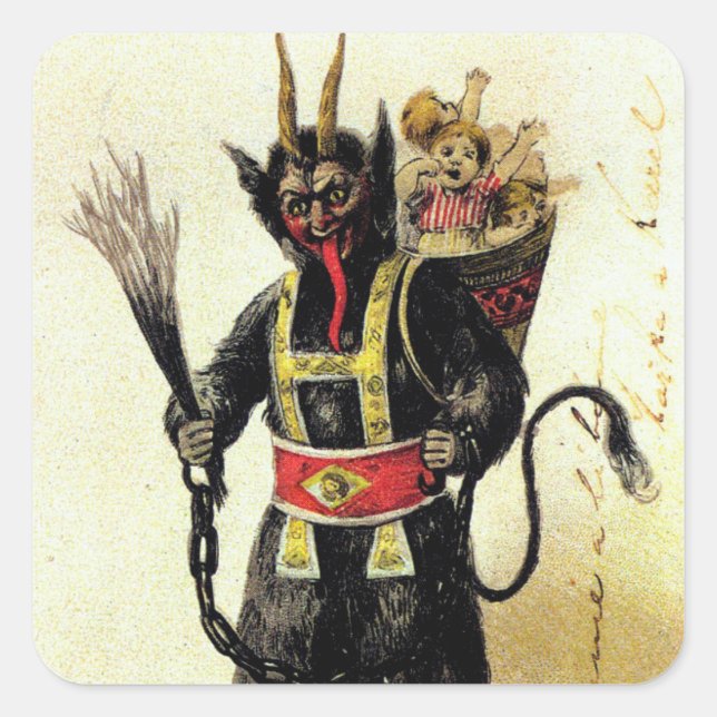 Sticker Carré Wicked Krampus Scary Demon Holiday Christmas Xmas (Devant)