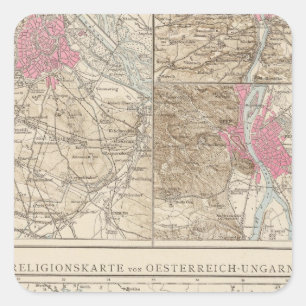 Sticker Carré Wien, Prag, carte de Budapest