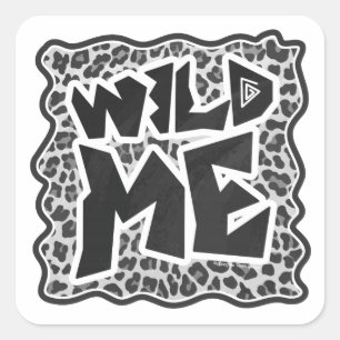 Sticker Carré Wild Me Leopard blanc et noir