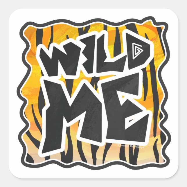 Sticker Carré Wild Me Tiger orange et noir (Devant)