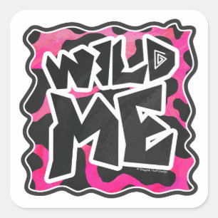Sticker Carré Wild Me Vache rose et blanc