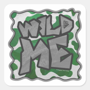 Sticker Carré Wild Me Vache Vert et blanc Imprimer