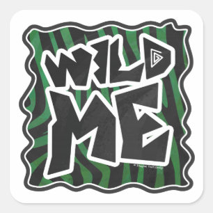 Sticker Carré Wild Me vert et noir zèbre modèle