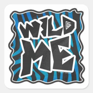Sticker Carré Wild Me Zebra Noir et Bleu