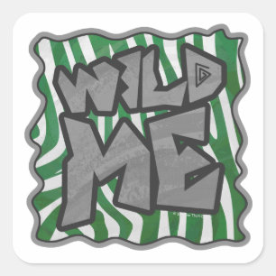Sticker Carré Wild Me Zebra Vert et blanc