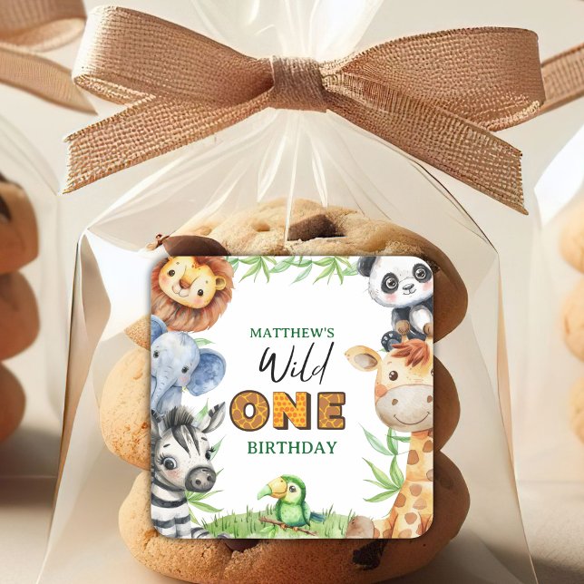 Sticker Carré Wild One Jungle Safari 1st birthday  (Créateur téléchargé)