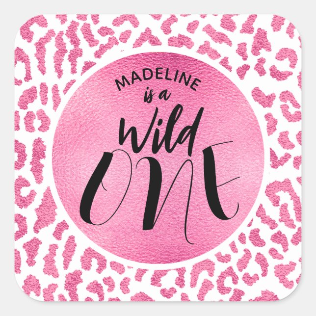 Sticker Carré Wild One Leopard Jungle Safari 1er anniversaire (Devant)