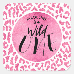 Sticker Carré Wild One Leopard Jungle Safari 1er anniversaire