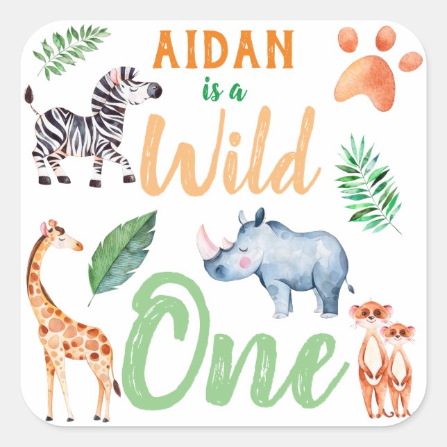 Sticker Carré Wild One Safari Animal 1er Anniversaire Wild Thing (Devant)
