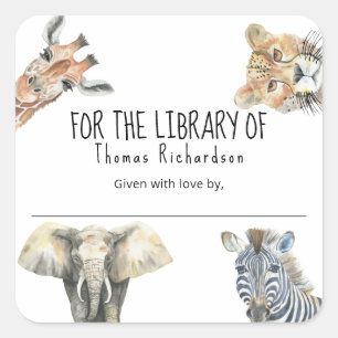 Sticker Carré Wild Safari Animals - Pour la bibliothèque de
