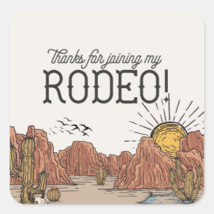 Sticker Carré Wild West Rodeo Baby shower Cercle Favoriser