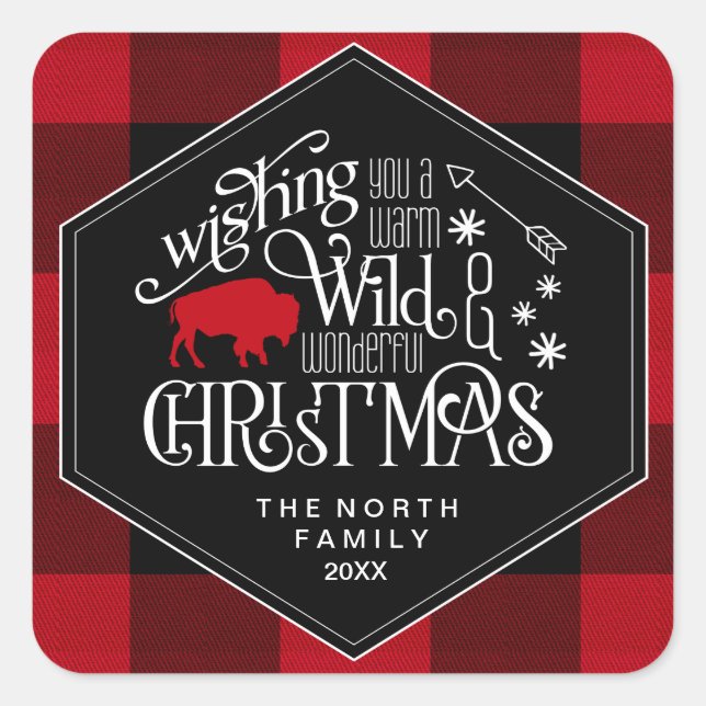 Sticker Carré Wild Wonderful Christmas Red Plaid ID604 (Devant)
