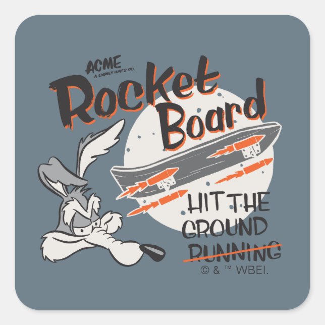 Sticker Carré WILE E. COYOTE™ ACME Rocket Board (Devant)