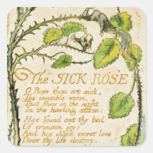 Sticker Carré William Blake   Le Rose malade, des chansons d'Inn
