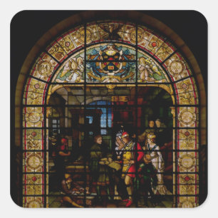 Sticker Carré William Caxton montrant son premier livre imprimé