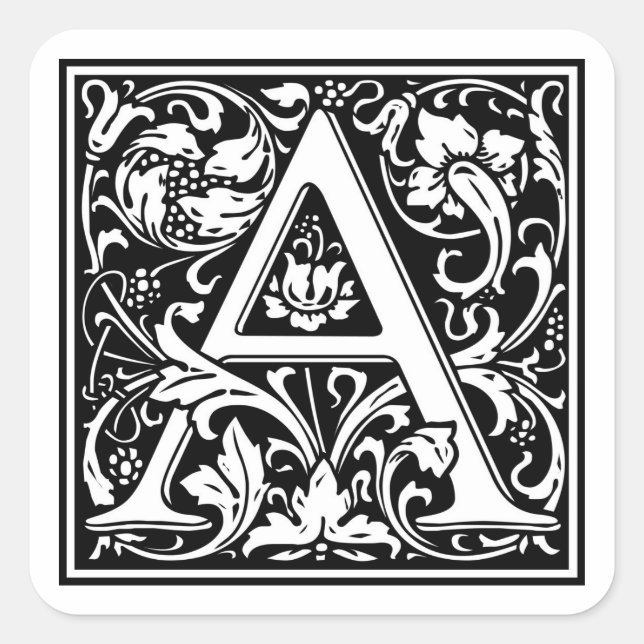 Sticker Carré William Morris Alphabet "A" (Devant)