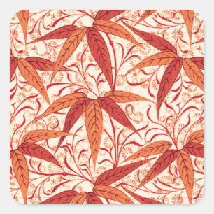 Sticker Carré William Morris Bamboo Print, Mandarin Orange