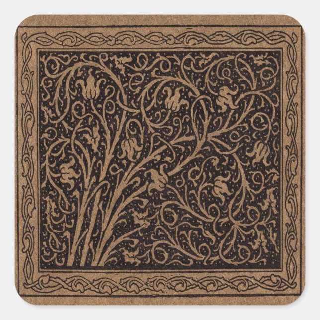 Sticker Carré William Morris Campion Cuir Damassé (Devant)