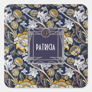 Sticker Carré William Morris Floral Nom personnalisé Chic