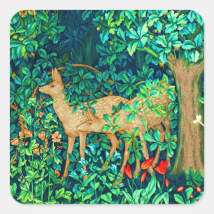Sticker Carré William Morris Forest Deer Tapestry Imprimer
