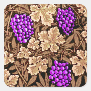 Sticker Carré William Morris Grapevine, Brown et violet