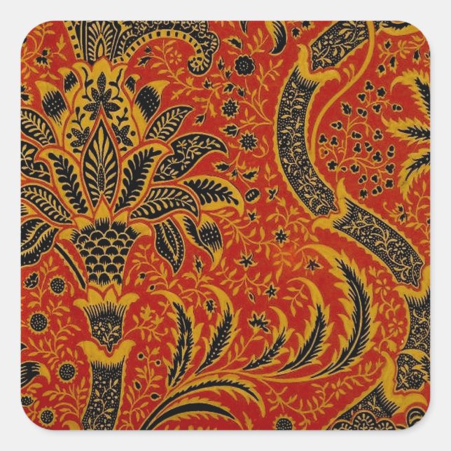 Sticker Carré William Morris India Rouge Floral Vintage Classiqu (Devant)