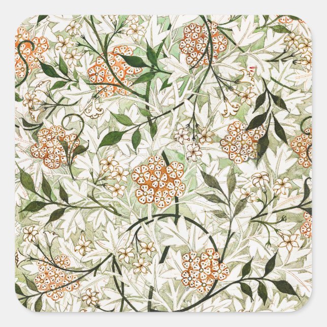 Sticker Carré William Morris Jasmine Blossom Garden Design (Devant)