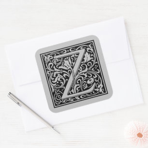 Sticker Carré William Morris Lettre capitale Z Argent mat
