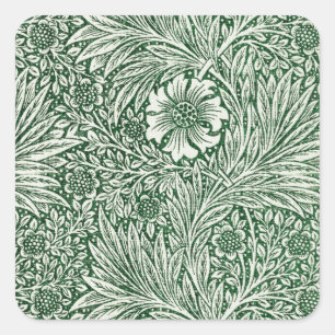 Sticker Carré william morris marigold vert floral fleur