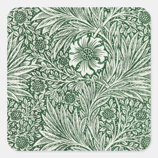Sticker Carré william morris marigold vert floral fleur (Devant)