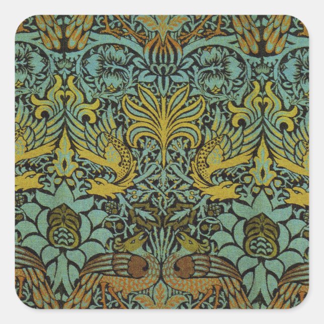 Sticker Carré William Morris Peacock Dragon Fond d'écran (Devant)