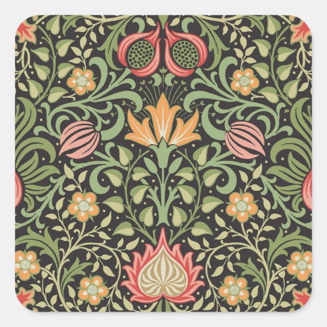 Sticker Carré William Morris Persian Floral Antique (Devant)