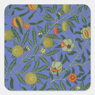 Sticker Carré William Morris Pomegranate Bleu papier peint color