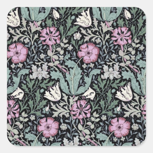 Sticker Carré William Morris Poppy Botanical Victorian Wallpaper (Devant)