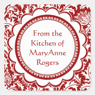 Sticker Carré William Morris rouge mettant en boîte des