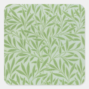 Sticker Carré William Morris Saule Fleur Classique Vert