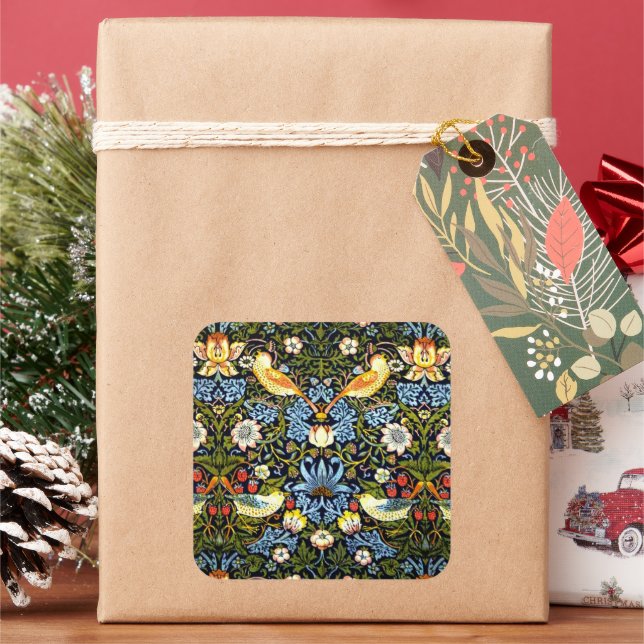 Sticker Carré William Morris : Thief fraises (vacances)