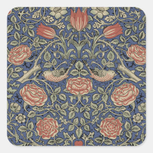 Sticker Carré William Morris Tudor Fond d'écran Rose