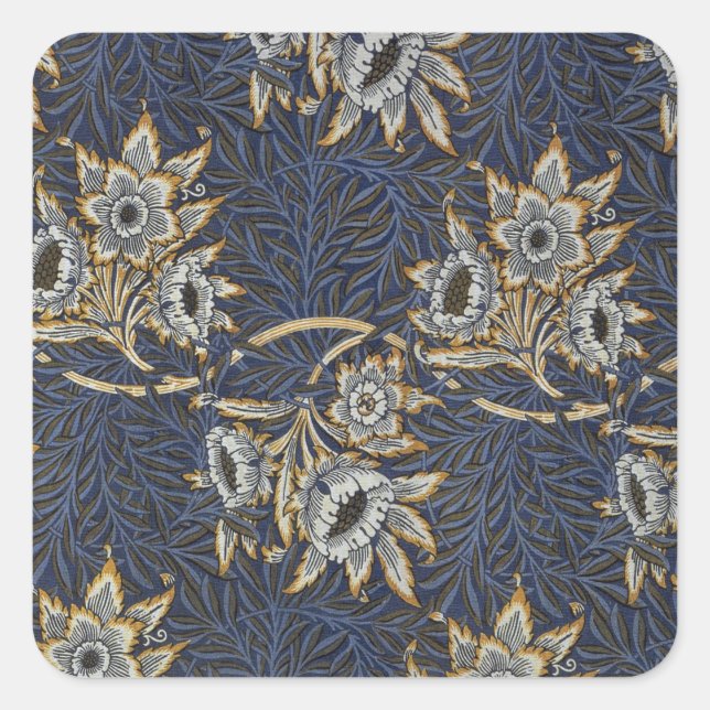 Sticker Carré William Morris Tulip Willow Blue Motif (Devant)