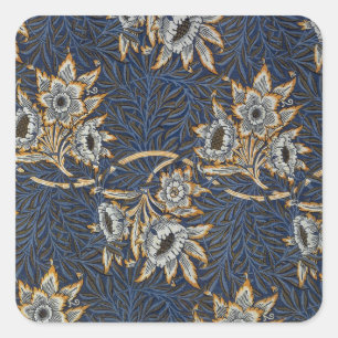 Sticker Carré William Morris Tulip Willow Blue Motif