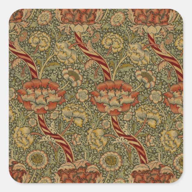 Sticker Carré William Morris Wandle Anglais Floral Damask Design (Devant)