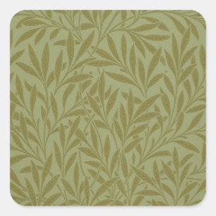 Sticker Carré William Morris Willow Antique Green Leaf Vine Art