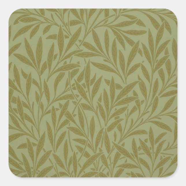 Sticker Carré William Morris Willow Antique Green Leaf Vine Art (Devant)