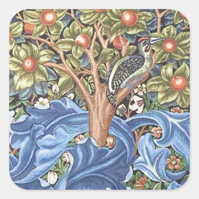 Sticker Carré William Morris Woodpecker Tapestry (Devant)