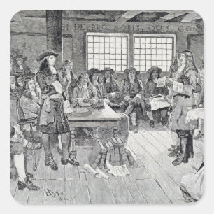 Sticker Carré William Penn en conférence avec les colons