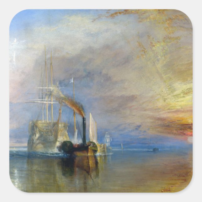 Sticker Carré William Turner - Le Temeraire en remorque (Devant)