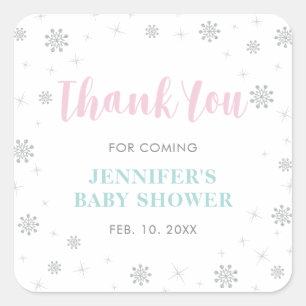 Sticker Carré Willland hivernal, rose & Baby shower de menthe Fa