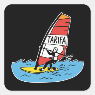 Sticker Carré Windsurfeur Tarifa Doodle